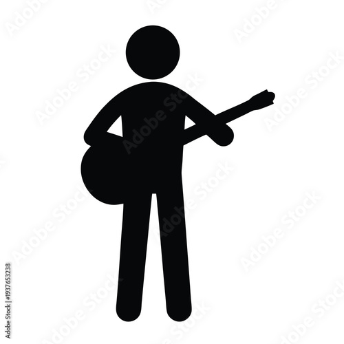Silhouette of a Person Playing the Guitar with Musical Expression