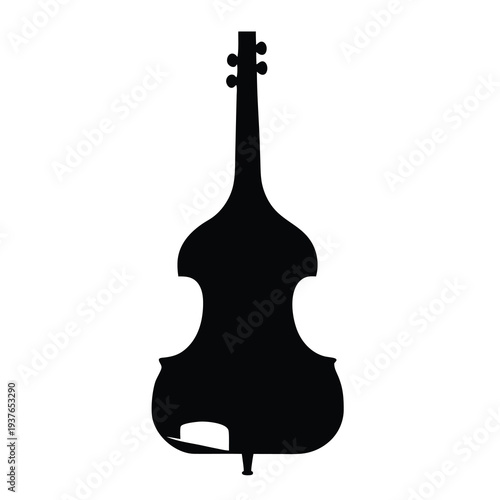 Silhouette of an upright bass, a stringed instrument used in orchestras