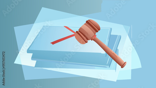 Justice concept with gavel on legal documents symbolizing law and order judgment and justice system