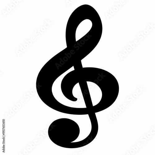 Simple black and white image of a treble clef musical symbol