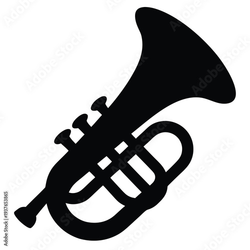 Silhouette of a trumpet creating a sense of musical artistry and performance