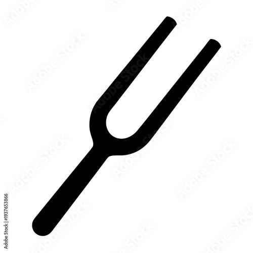 Stylized Icon of Tuning Fork for Musical Instrument Calibration in Black