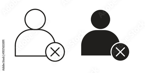 Delete user icon in line design. Editable stroke icon.