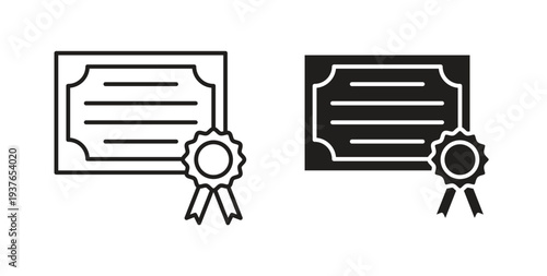 Diploma icon in line design. Editable stroke icon.
