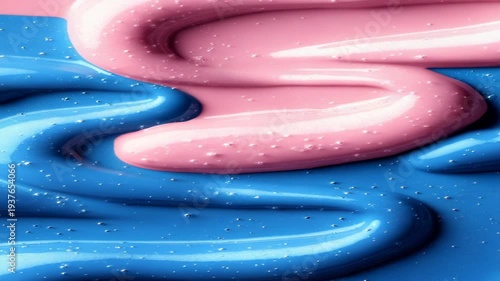 Wallpaper Mural Swirls of vibrant pink and blue viscous liquids, with bubbles, create abstract texture Torontodigital.ca