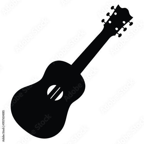 Silhouette of a ukulele, a four stringed Hawaiian guitar style instrument