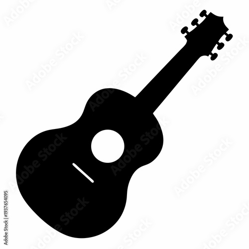Acoustic Guitar Icon Silhouette, a beautiful musical stringed instrument, black on white