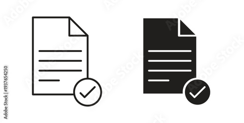 Document accept icon in line design. Editable stroke icon.