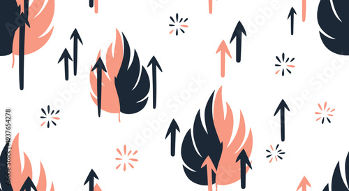 Vibrant arrows and flames indicate growth and progress in modern design