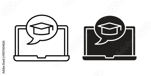 E learning icon in line design. Editable stroke icon.