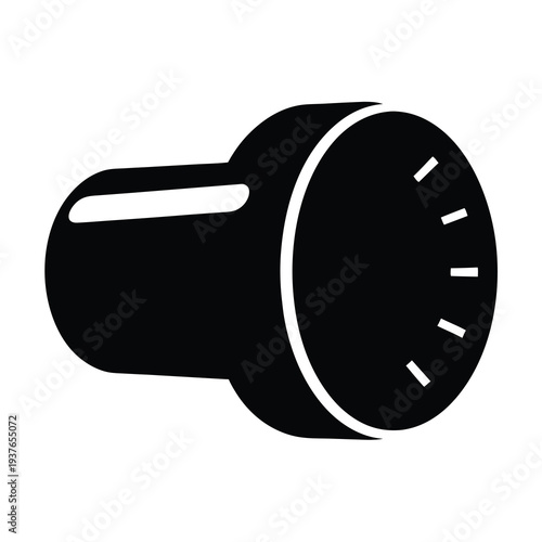 Black and white illustration of a knob with markers for different settings