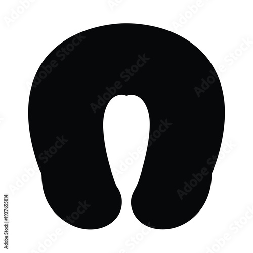 Black silhouette of a neck pillow designed for travel comfort and support