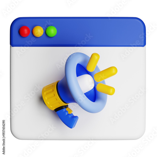 Megaphone promoting digital marketing on browser window