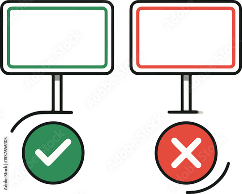 Correct vs Incorrect Comparison Signs | Creative colorful Vector templet  Illustration.