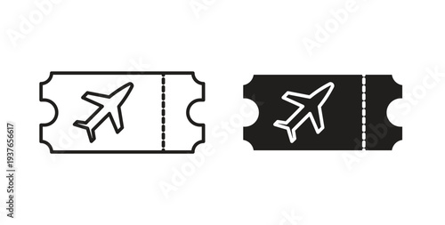 Airline ticket icon, Outline Symbol Illustration, Editable Stroke perfect for logos and more