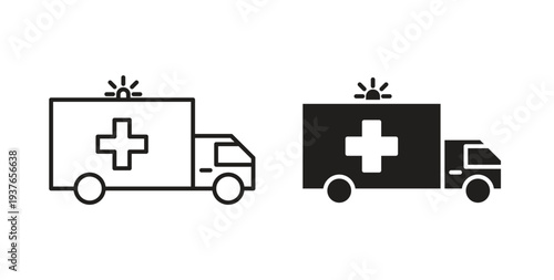 Ambulance icon, Outline Symbol Illustration, Editable Stroke perfect for logos and more