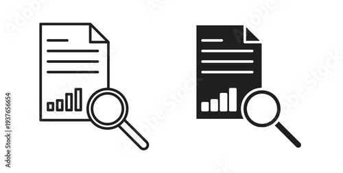 Analytics report icon, Outline Symbol Illustration, Editable Stroke perfect for logos and more