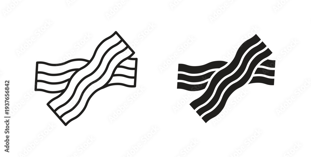 Obraz premium Bacon icon, Outline Symbol Illustration, Editable Stroke perfect for logos and more
