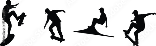 ouetn ramps for urban street sports vector design.Collection of black skateboarder silhops for urban street sports vector 