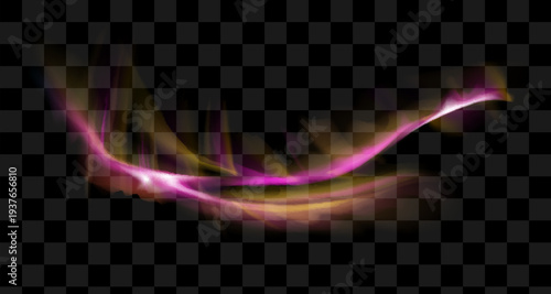 Realistic northern lights. Vector aurora borealis on transparent background. Beautiful natural effect for design projects