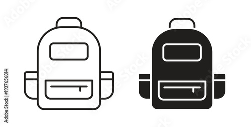Backpack icon, Outline Symbol Illustration, Editable Stroke perfect for logos and more