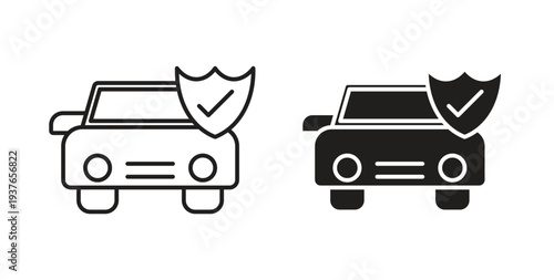 Auto insurance icon, Outline Symbol Illustration, Editable Stroke perfect for logos and more