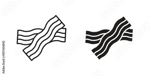 Bacon icon, Outline Symbol Illustration, Editable Stroke perfect for logos and more