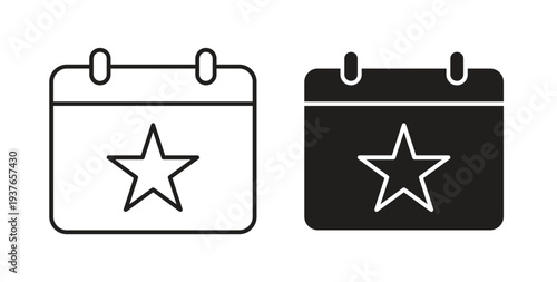 Calendar with event icon, Outline Symbol Illustration, Editable Stroke perfect for logos and more