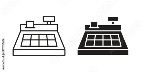 Cash register icon, Outline Symbol Illustration, Editable Stroke perfect for logos and more