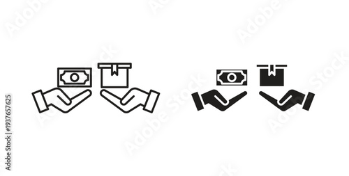 Cash on delivery icon, Outline Symbol Illustration, Editable Stroke perfect for logos and more