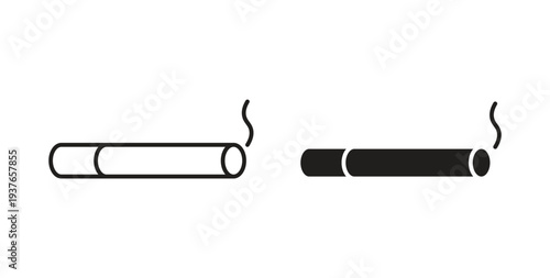 Cigarette icon, Outline Symbol Illustration, Editable Stroke perfect for logos and more