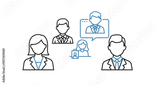 Business meeting, video conference, team collaboration, remote work, professional communication