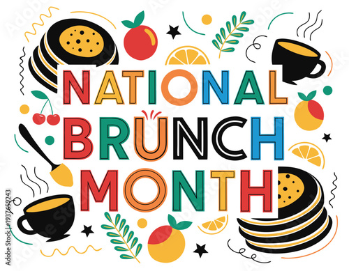 Brunch Celebration Vector, National Brunch Month Food and Drink Illustration