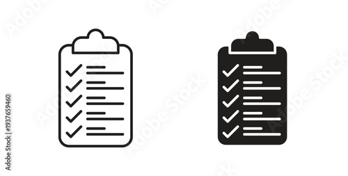 Clipboard check icon, Outline Symbol Illustration, Editable Stroke perfect for logos and more