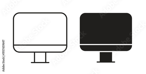Computer icon, Outline Symbol Illustration, Editable Stroke perfect for logos and more