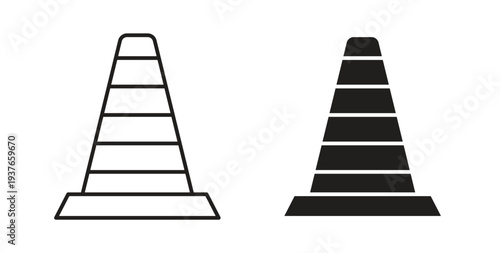 Construction cone icon, Outline Symbol Illustration, Editable Stroke perfect for logos and more