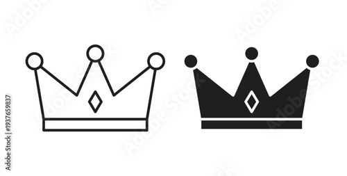 Crown icon, Outline Symbol Illustration, Editable Stroke perfect for logos and more