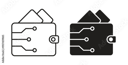 Cryptocurrency wallet icon, Outline Symbol Illustration, Editable Stroke perfect for logos and more