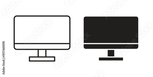 Desktop icon, Outline Symbol Illustration, Editable Stroke perfect for logos and more