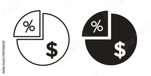 Dividend icon, Outline Symbol Illustration, Editable Stroke perfect for logos and more