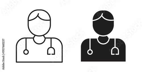 Doctor icon, Outline Symbol Illustration, Editable Stroke perfect for logos and more