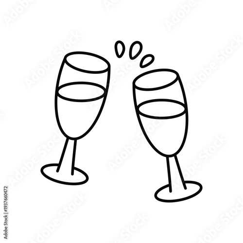 Champagne glasses icon clean and modern vector illustration