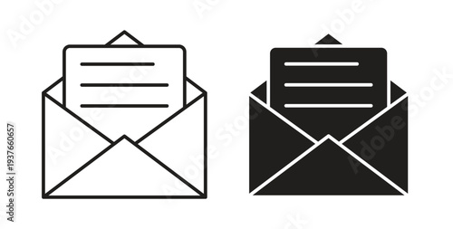 Envelope open icon, Outline Symbol Illustration, Editable Stroke perfect for logos and more