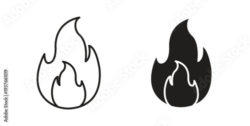 Fire icon, Outline Symbol Illustration, Editable Stroke perfect for logos and more