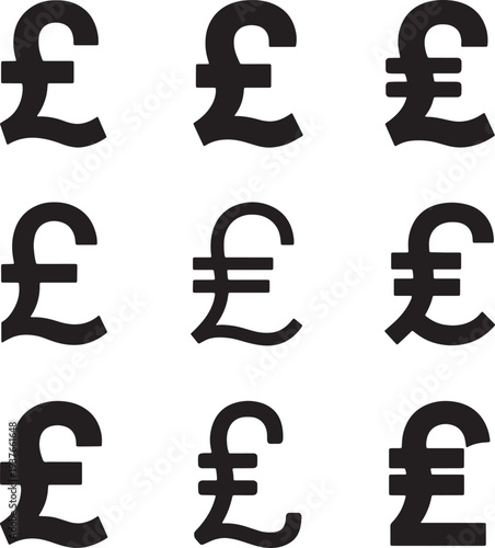British pound sterling currency vector  icon set for UK banking and payment interface