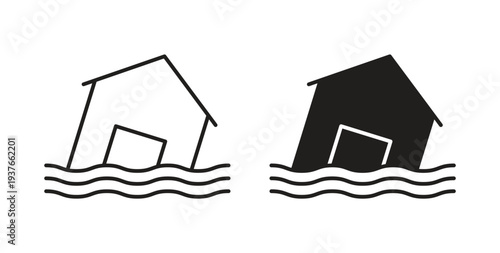 Flood icon, Outline Symbol Illustration, Editable Stroke perfect for logos and more