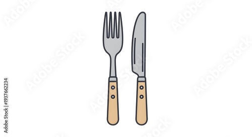 Simple Silverware Fork and Knife Icon