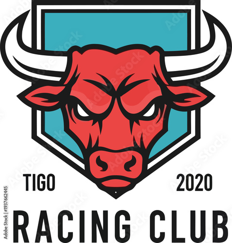 Red Bull Head Shield Logo for Tigo Racing Club and Automotive Sports Groups