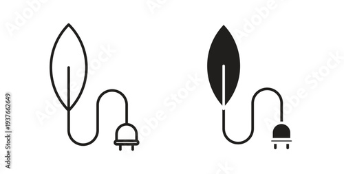 Green energy icon, Outline Symbol Illustration, Editable Stroke perfect for logos and more