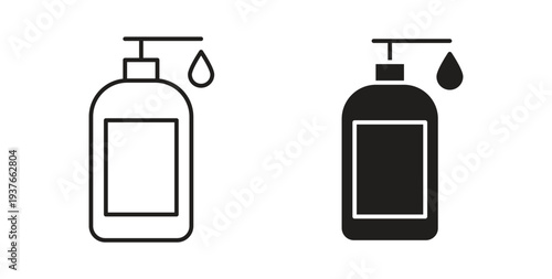 Hand sanitizer icon, Outline Symbol Illustration, Editable Stroke perfect for logos and more